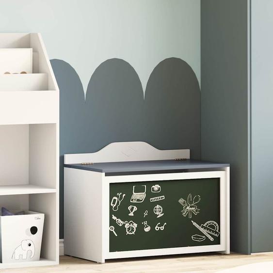 Boîte à Jouets Gris et blanc 73 x 33 x 55 cm Bois dingénierie