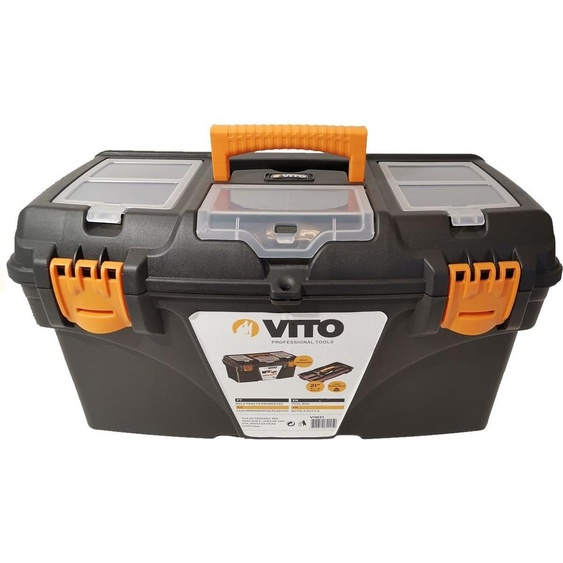 Boite à outils 21 535 x 291 x 280 mm Grande malette 3 organiseurs sur couvercle + Porte outils interieur VITO