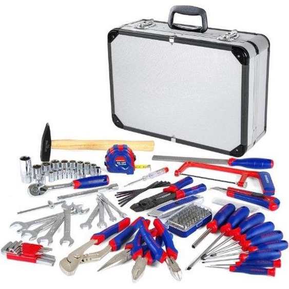 Boîte à outils en aluminium, 119 pièces, avec clés à douille et clés plates