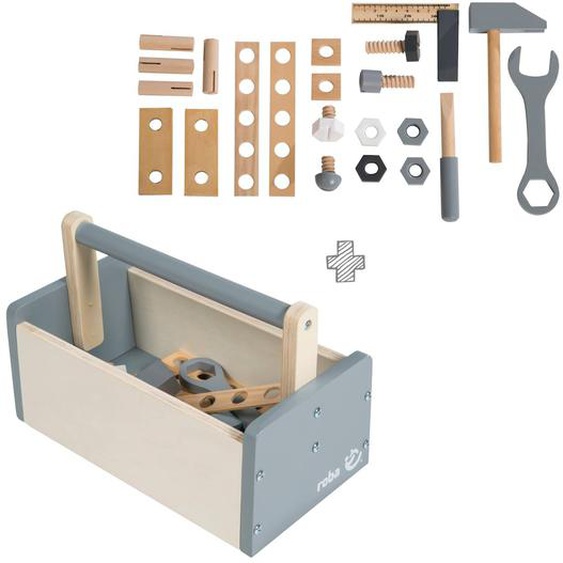 Boite À Outils Pour Enfant 22 Pièces Naturel, Gris Et Blanc