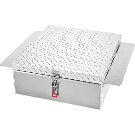 Boîte à outils pour plateau de camion, boîte à outils en aluminium robuste avec plaque diamantée, coffre de rangement pour outils pouvant supporter jusquà 100 kg, idéal pour les pick-up, les plateaux de camion, les camping-cars, les remorques, 770 x 610 x