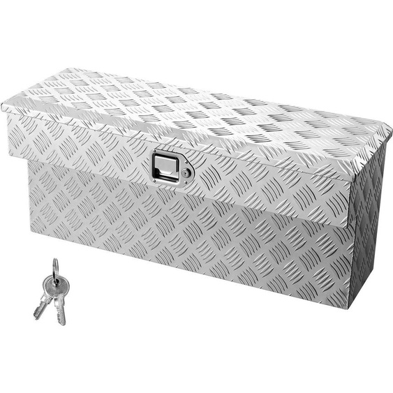 Boîte à outils pour surface de chargement - Boîte de rangement en aluminium - Tôle striée - Verrouillable avec serrure et clé - Résistante aux intempéries et robuste - Dimensions 864 x 305 x 390 mm - Pour camion/pick-up/remorque/camping-car