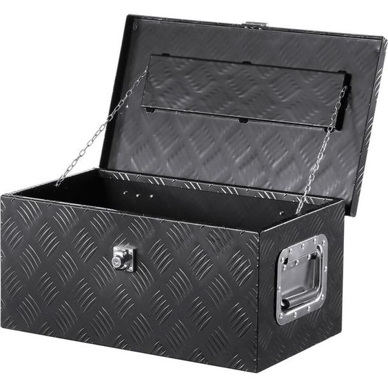 Boîte à outils robuste en aluminium pour camionnette, 50,8 cm x 30,5 cm x 24,1 cm, pour pick-up et camping-car, noire