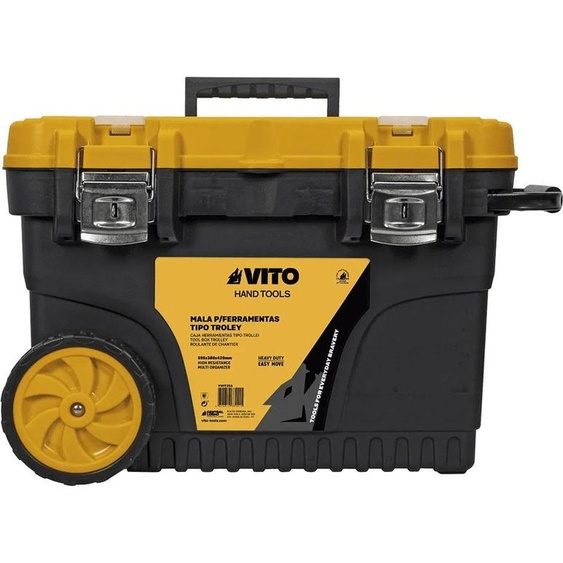 Boite à outils sur roues 595 x 380 x 420 mm Coffre de chantier Poignée télescopique Coffre à outils Servante VITO