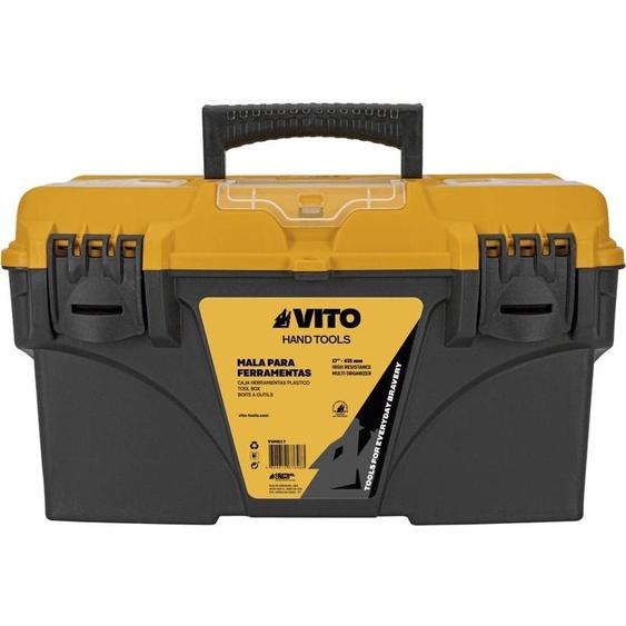 Boite à outils vide 18 43.2 x 25 x 23.8 cm - Caisse à outils 3 organiseurs et porte outils Amovible VITO