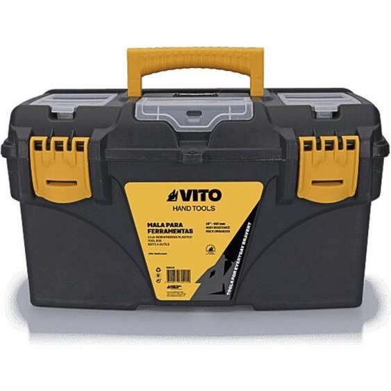 Boite à outils vide 21 53.5 x 29.1 x 28 cm - Grande Caisse à outils 3 organiseurs + Porte outils amovible VITO