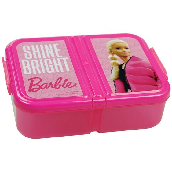 Boîte À Repas 3 Compartiments Barbie Shine Bright – Plastique Sans Bpa – Fermeture À Clips Rose