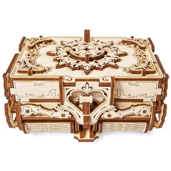 Boîte Antique En Bois À Construire – Coffret Mécanique 3d Avec Compartiments Secrets Et Verrouillage Brown