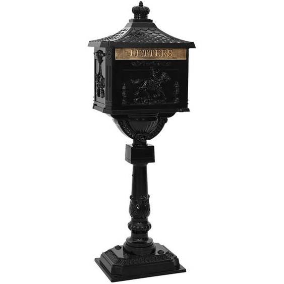 Boîte aux Lettres Debout avec porte Noir 42,5 x 29,5 x 117 cm