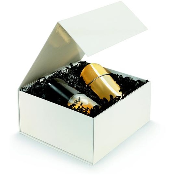 Boîte cadeau carton fermeture aimantée L.22,5 x l.22,5 x H.10,5 cm - Ivoire brillant - Lot de 10