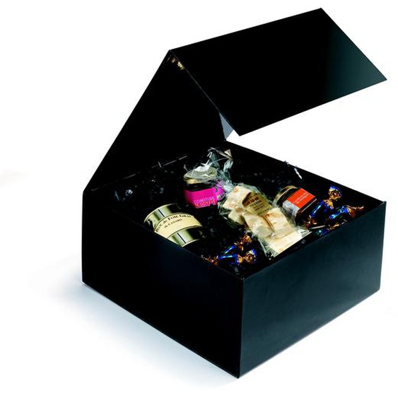 Boîte cadeau carton fermeture aimantée L.22,5 x l.22,5 x H.10,5 cm - Noir brillant - Lot de 10