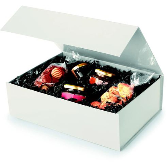 Boîte cadeau carton fermeture aimantée L.33 x l.23 x H.10 cm - Ivoire brillant - Lot de 10