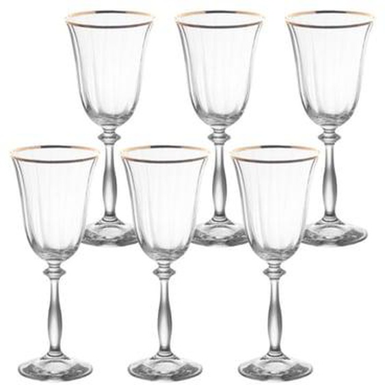 Boîte de 6 verres à pied Angela filet or  cl