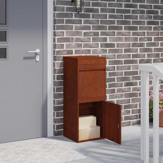 Boîte de dépôt de colis Rouillé 41 x 38 x 103 cm Acier patiné