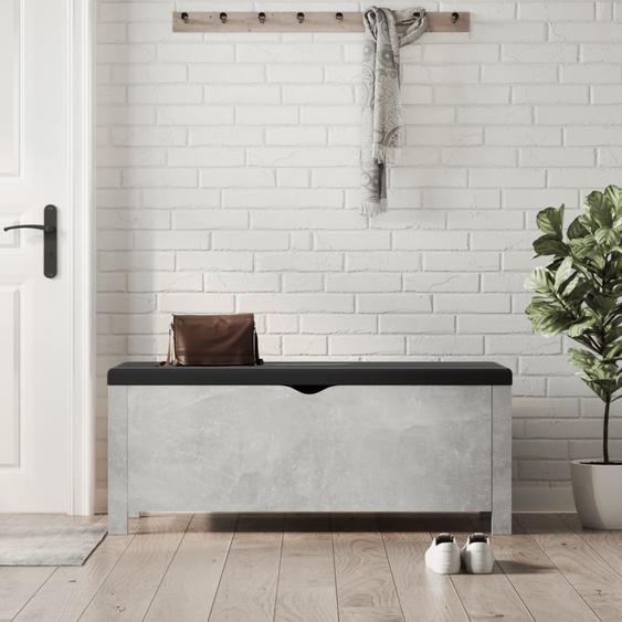 Boîte de rangement avec coussin gris béton 105x40x45 cm