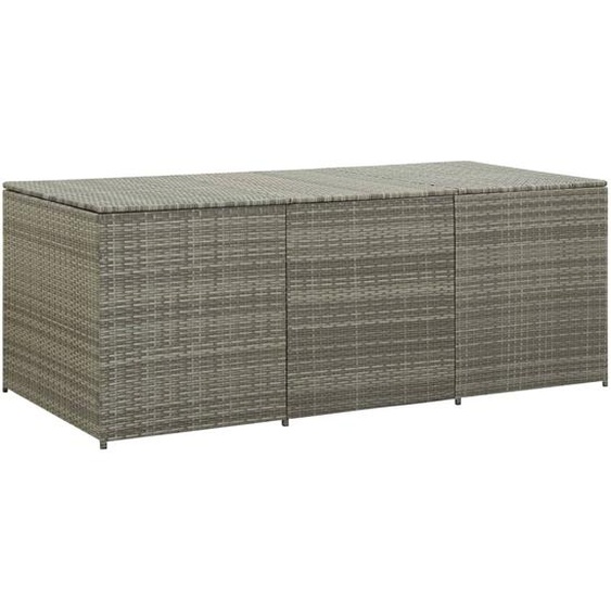 Boîte de rangement de jardin résine tressée 180x90x70 cm gris