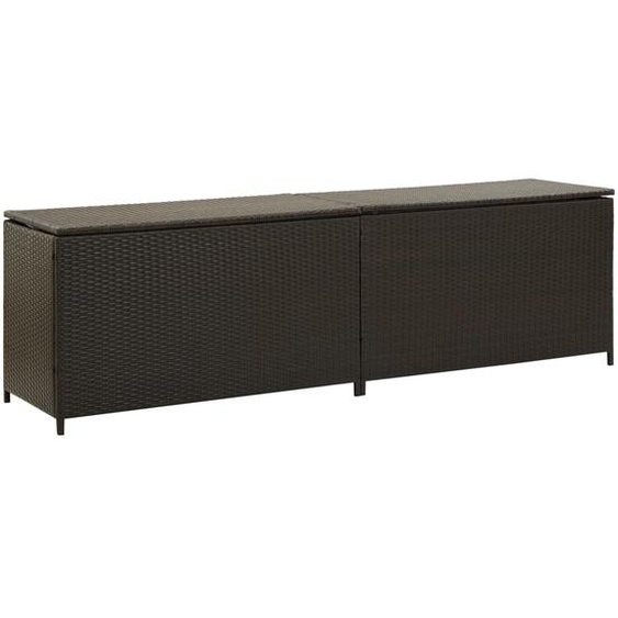 Boîte de rangement de jardin résine tressée 200x50x60 cm marron