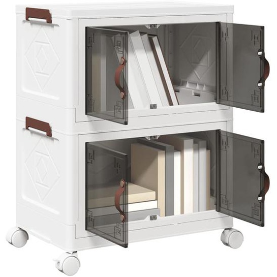 Boîte de rangement empilable avec roues à 2 niveaux 28 L
