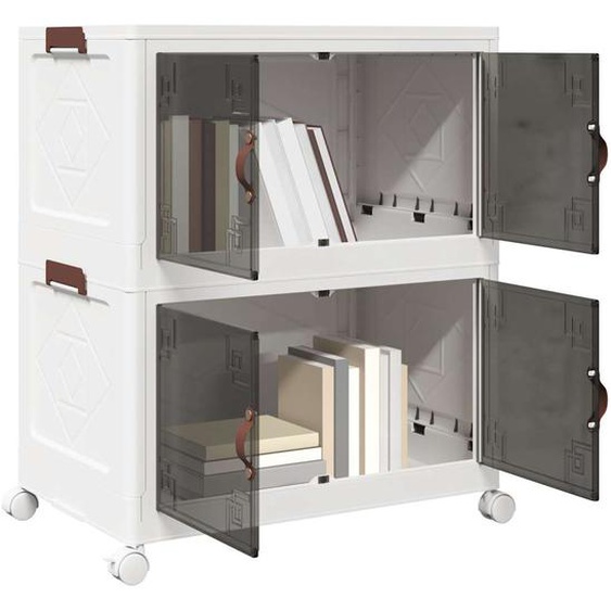 Boîte de rangement empilable avec roues à 2 niveaux 75 L