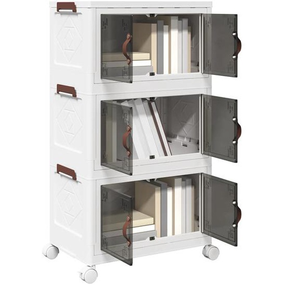 Boîte de rangement empilable avec roues à 3 niveaux 28 L