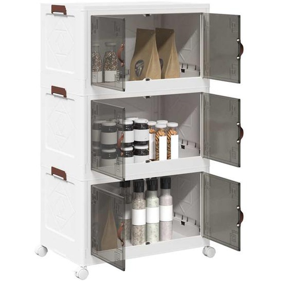 Boîte de rangement empilable avec roues à 3 niveaux 75 L