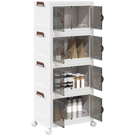 Boîte de rangement empilable avec roues à 4 niveaux 28 L