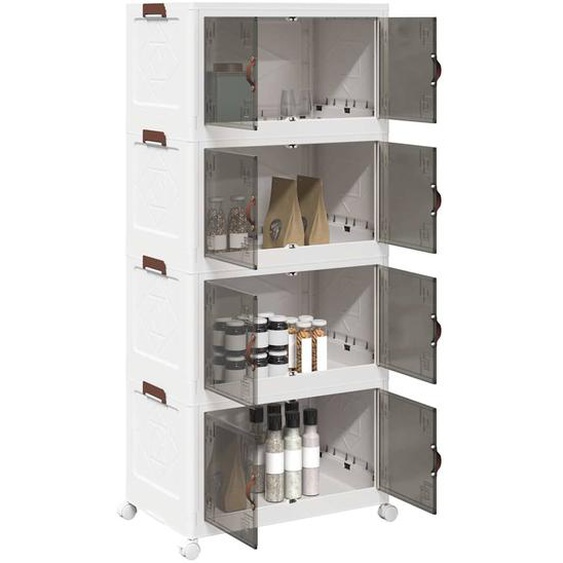 Boîte de rangement empilable avec roues à 4 niveaux 75 L