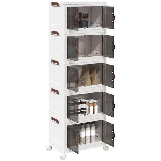 Boîte de rangement empilable avec roues à 5 niveaux 28 L