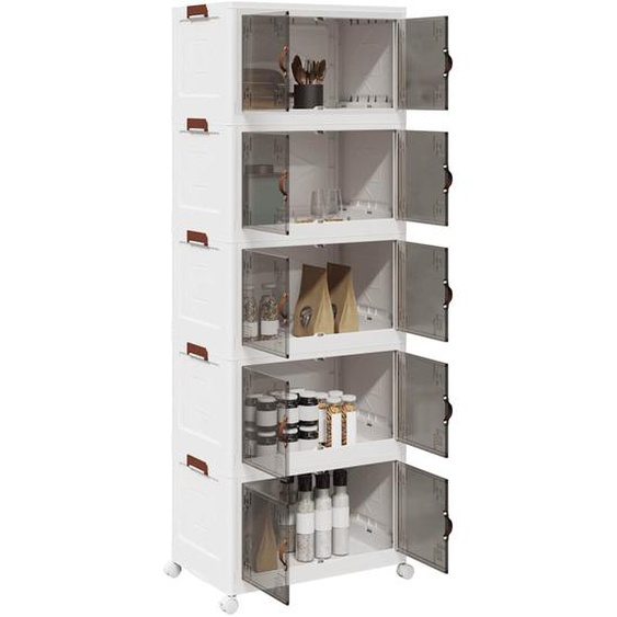 Boîte de rangement empilable avec roues à 5 niveaux 75 L