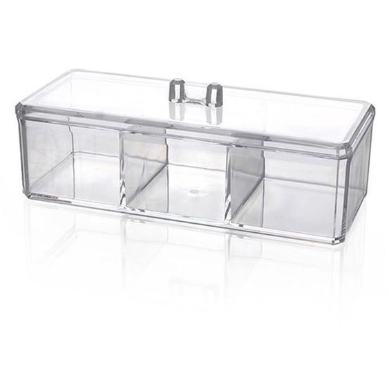 Boîte de rangement en acrylique à 3 compartiments pour cotons-tiges, organiseur de maquillage étanche