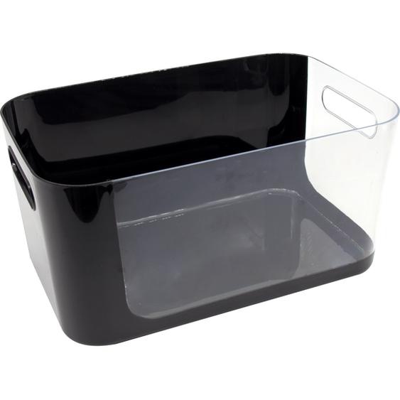 Boîte de rangement en plastique noire/transparente 28.5X18X14.2CM