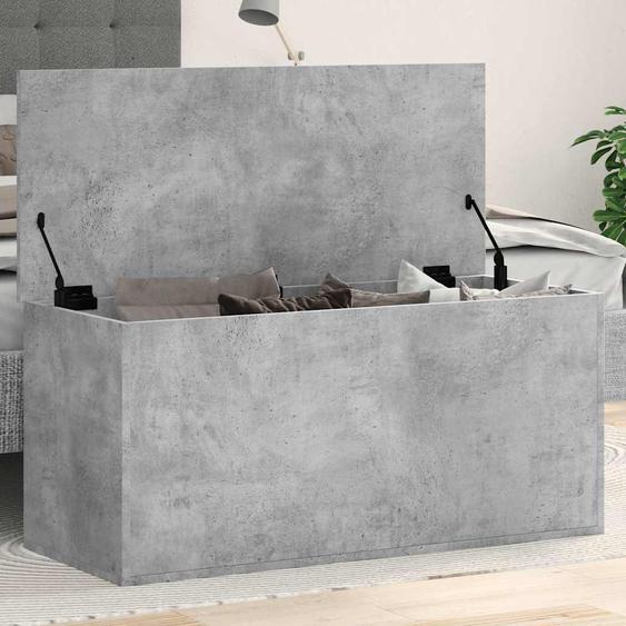 Boîte de rangement gris béton 100x42x46 cm bois dingénierie