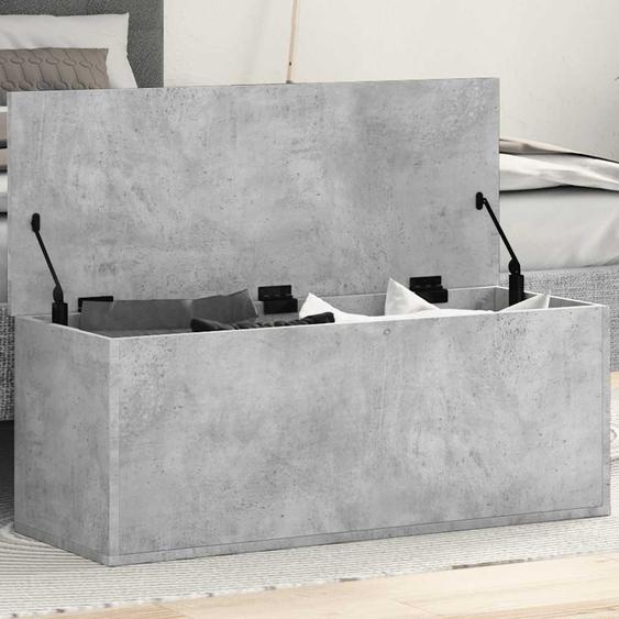 Boîte de rangement gris béton 90x35x35 cm bois dingénierie