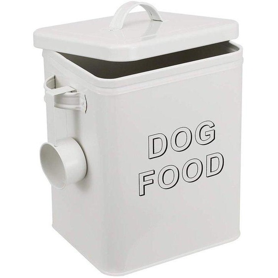 Boîte de rangement hermétique pour aliments pour animaux de compagnie – 2,5 kg, en acier au carbone émaillé, dimensions 18×16×23,5 cm, avec couvercle hermétique, pelle à nourriture et poignée, design vintage