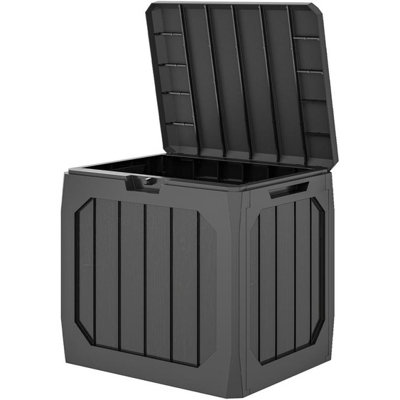 Boîte de rangement pour jardin, verrouillable, 121 litres, en plastique, résistante aux intempéries, avec poignées, noire | Idéale pour balcon et terrasse | Assemblage sans outils | 56 x 45 x 53 cm