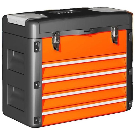 Boîte de rangement pour outils, en acier et en plastique, avec 4 tiroirs, dimensions : 49,7 cm de largeur x 25,3 cm de profondeur x 40,7 cm de hauteur, capacité de charge jusquà 30 kg, design léger