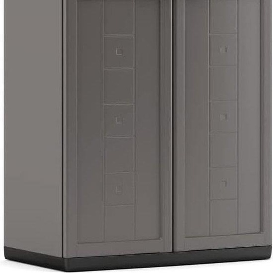 Boîte en plastique basse, gris foncé/noir, 1 pièce