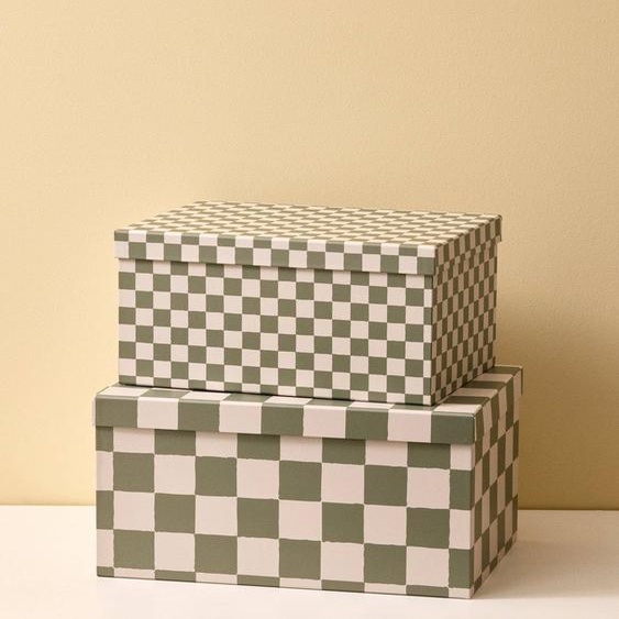 Boîte Gigogne Damier Par Lot De 2 Vert