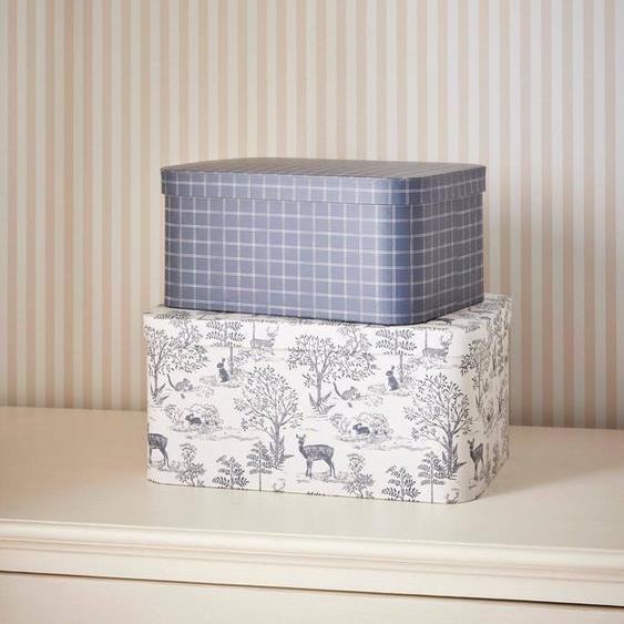 Boîte Gigogne petit Jouy Par Lot De 2 Carreaux Bleu