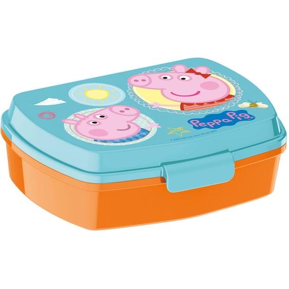 Boîte Goûter Pvc Peppa Pig – Couvercle À Charnière – 17 Cm Bleu / Orange / Clair