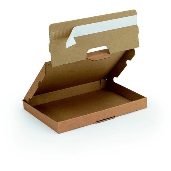 Boîte postale extra-plate fermeture adhésive en carton simple cannelure brun - L.30,5 x l.22 x H.2,5 cm - Lot de 50