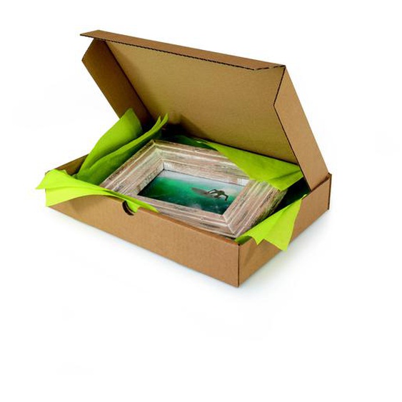 Boîte postale plate en carton simple cannelure brun - Format A5 - L.21,5 x l.15,5 x H.5 cm - Lot de 50