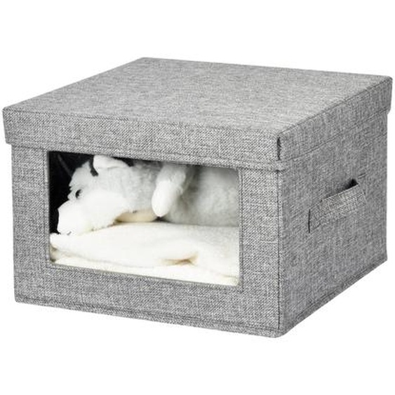 Boîte Rangement Pliable Gris Avec Grande Fenêtre -
