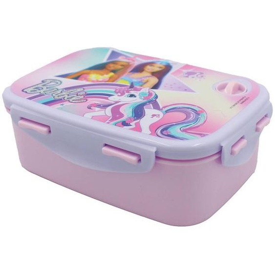 Boîte Repas Fille À Charnière Barbie Licorne – Poignée De Transport Violet Figue