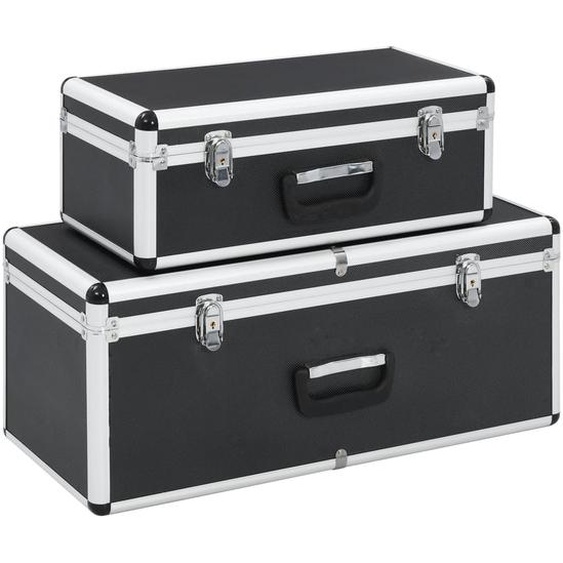 Boîtes de rangement 2 pcs Noir Aluminium