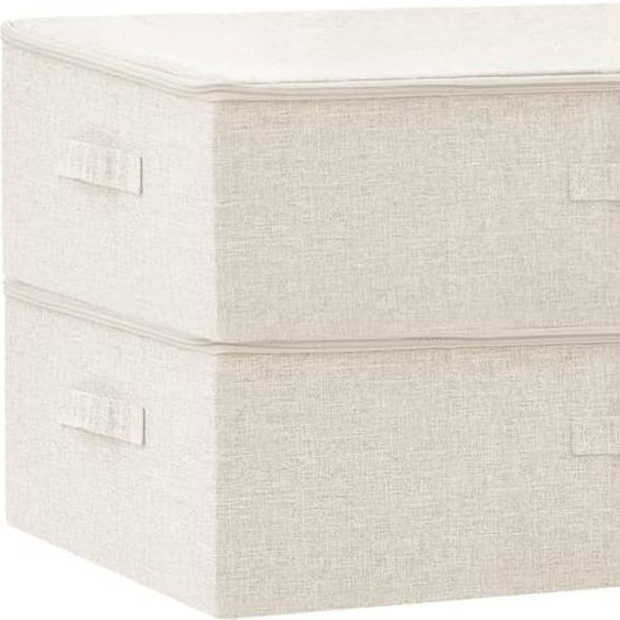 Boîtes de rangement 2 pcs Tissu 70x40x18 cm Crème