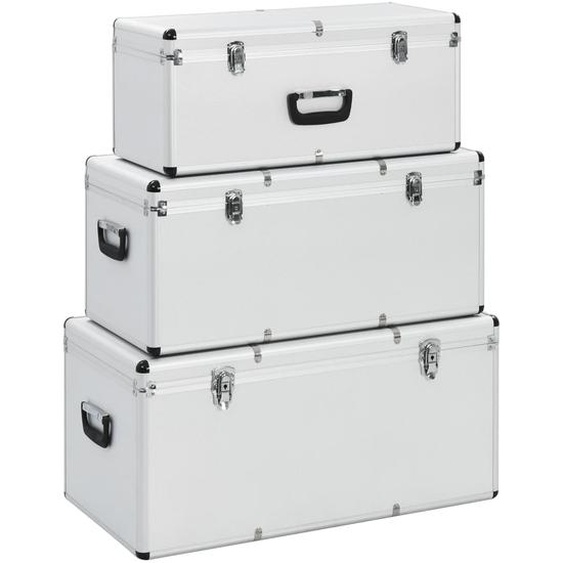 Boîtes de rangement 3 pcs Argenté Aluminium