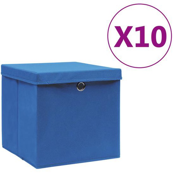 Boîtes de rangement avec couvercles 10 pcs 28x28x28 cm Bleu