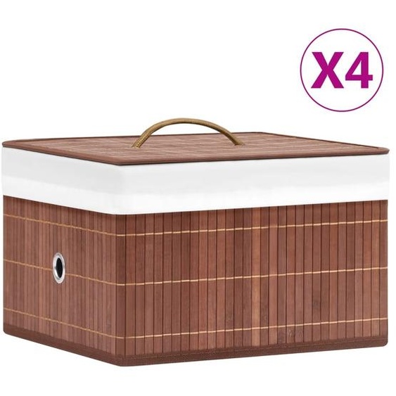 vidaXL Boîtes de rangement en bambou 4 pcs. Marron