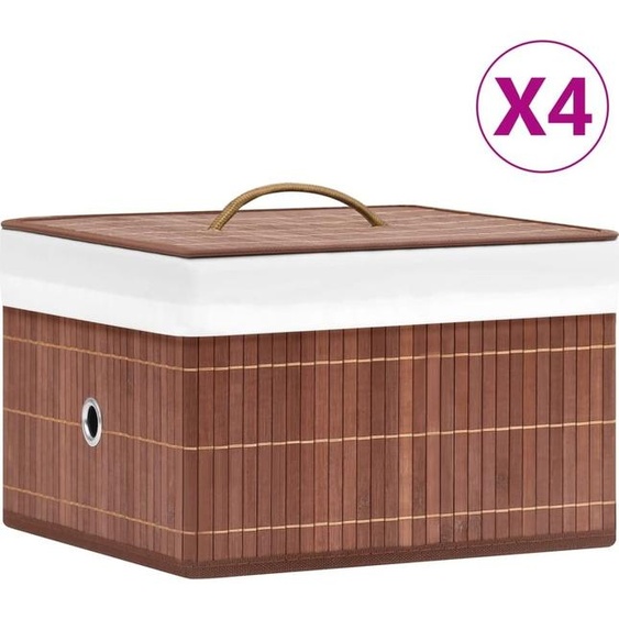Boîtes de rangement simples en bambou 4 pcs. Marron - Boîtes de jardin FR8251286 1parcel